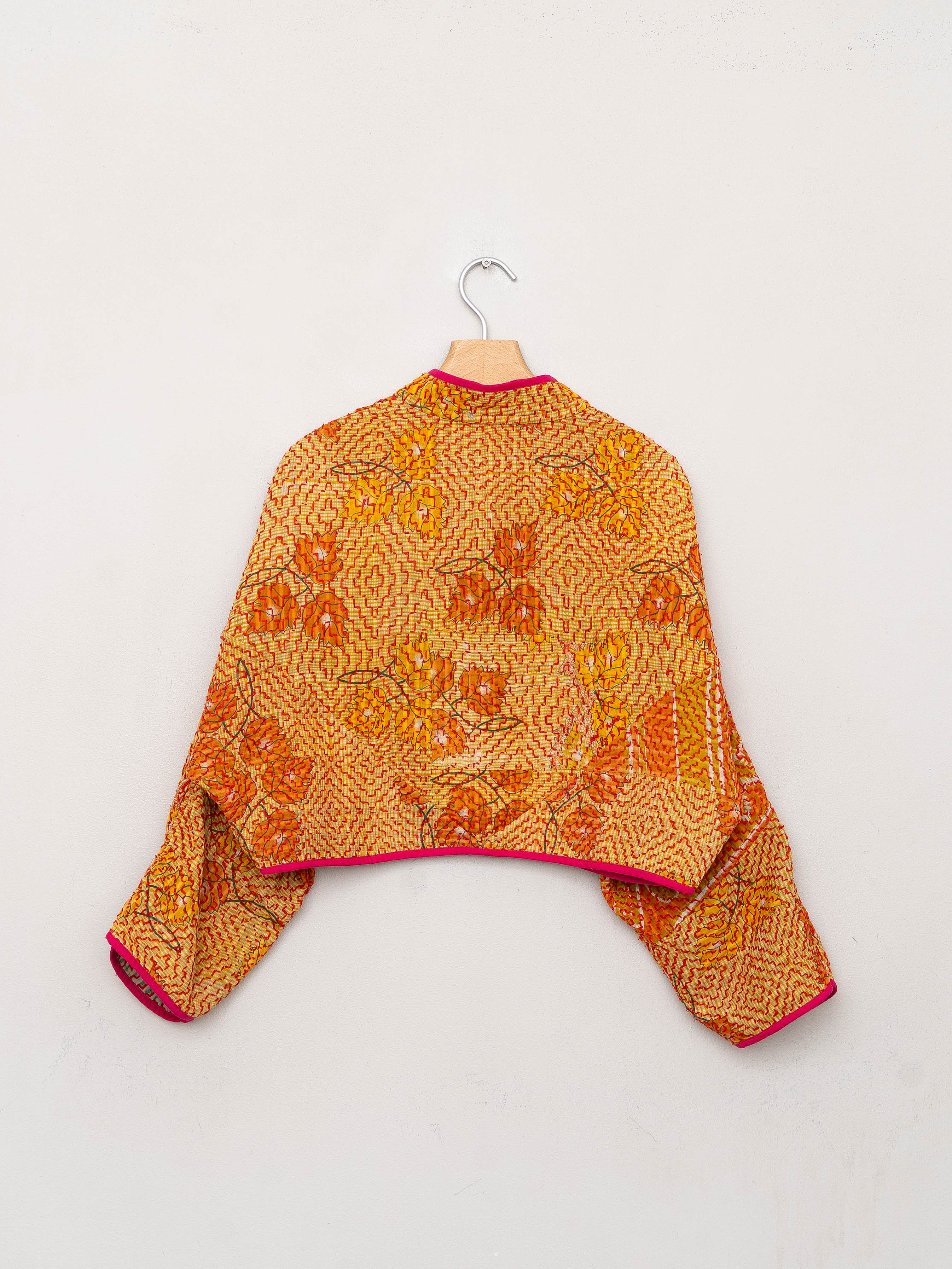The Kaira Cropped Quilted Patchwork Kantha Jacket