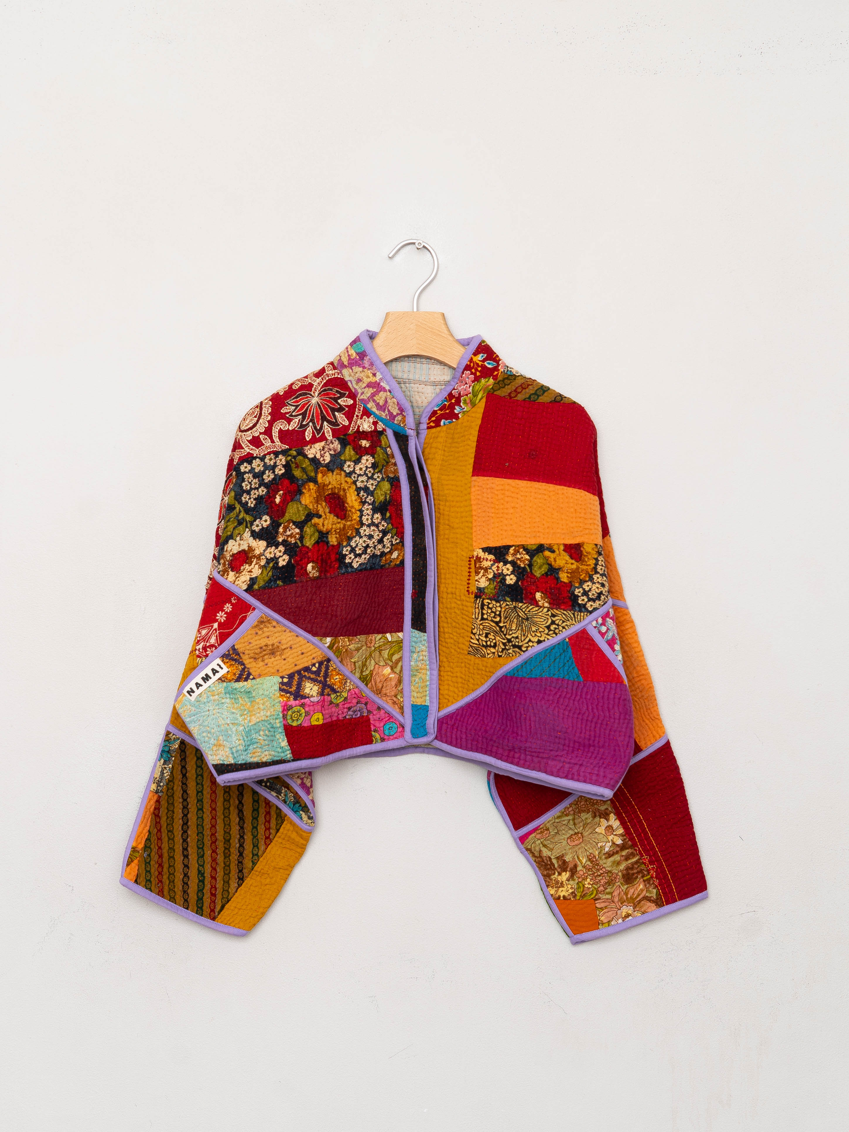 The Kaira Cropped Quilted Patchwork Kantha Jacket