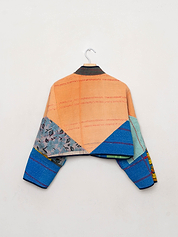 The Kaira Cropped Quilted Patchwork Kantha Jacket