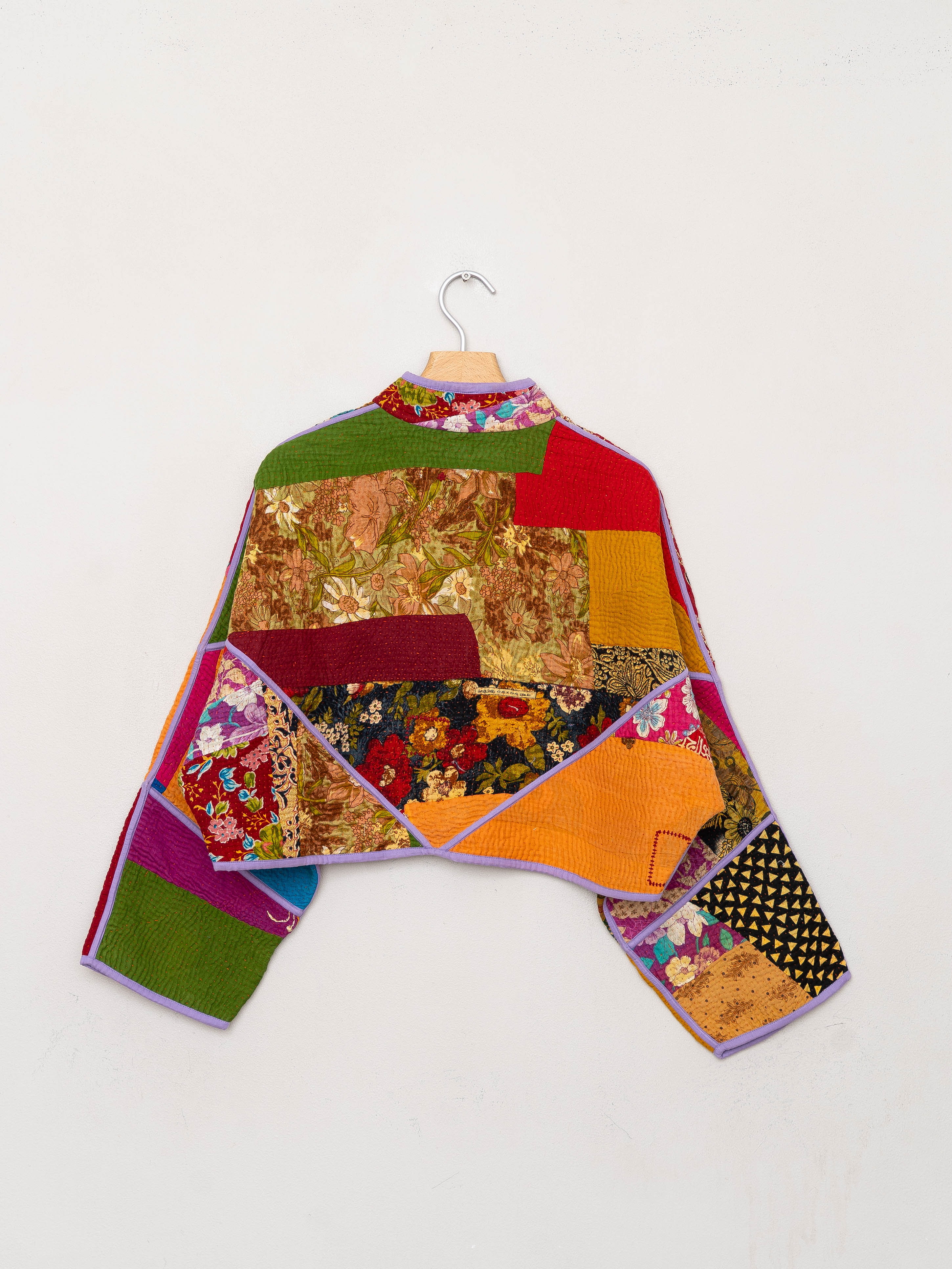 The Kaira Cropped Quilted Patchwork Kantha Jacket