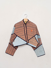 The Kaira Cropped Quilted Patchwork Kantha Jacket