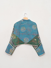 The Kaira Cropped Suzani Quilted Kantha Jacket