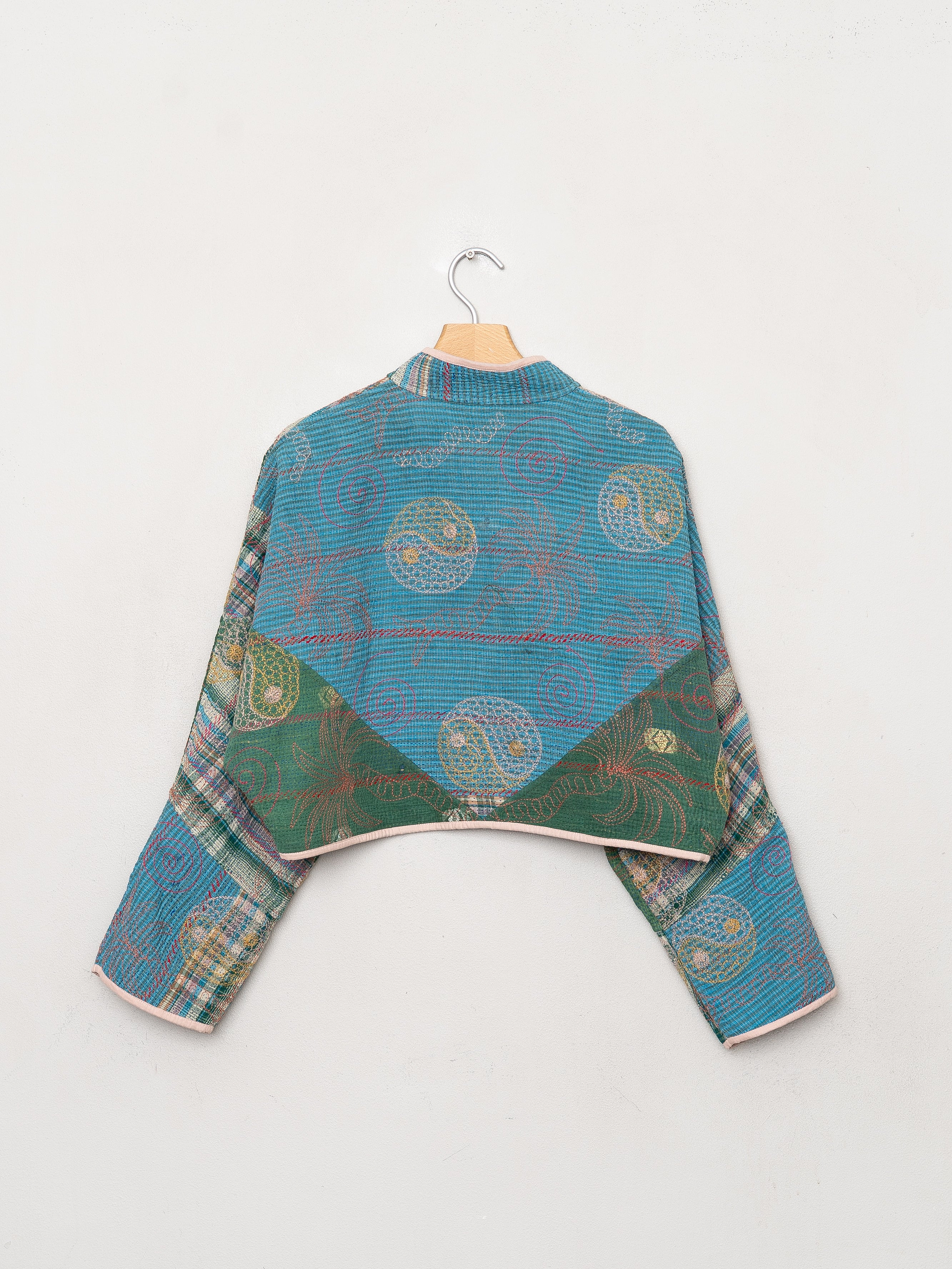 The Kaira Cropped Suzani Quilted Kantha Jacket