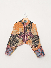 The Kaira Cropped Suzani Quilted Kantha Jacket
