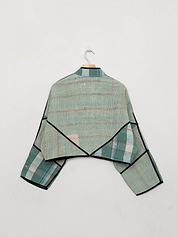 The Kaira Cropped Quilted Patchwork Kantha Jacket