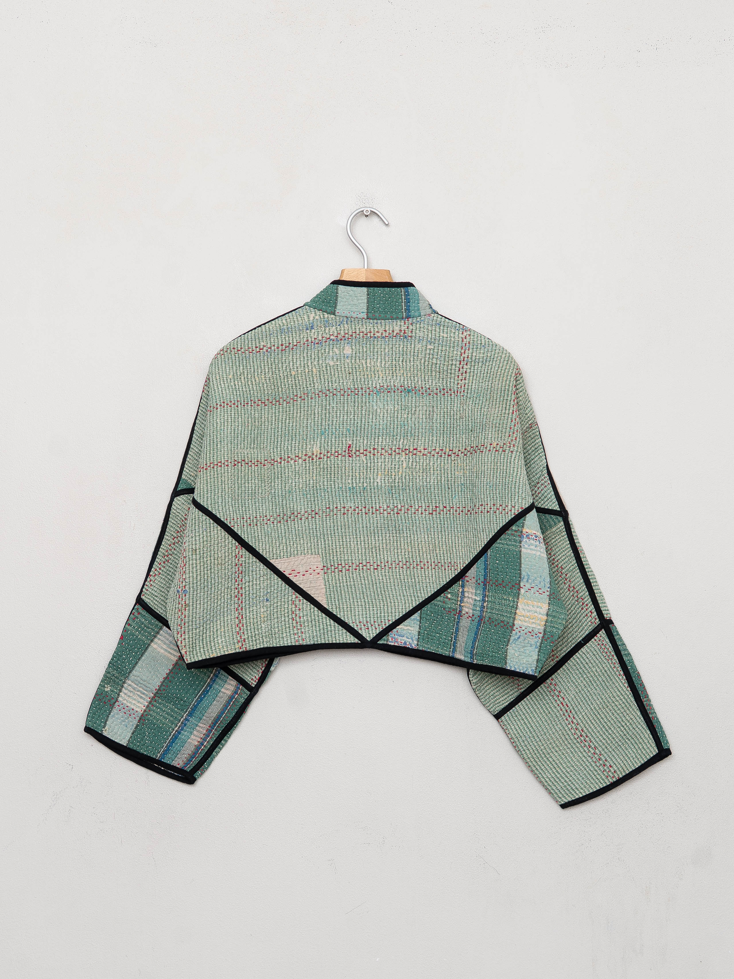 The Kaira Cropped Quilted Patchwork Kantha Jacket