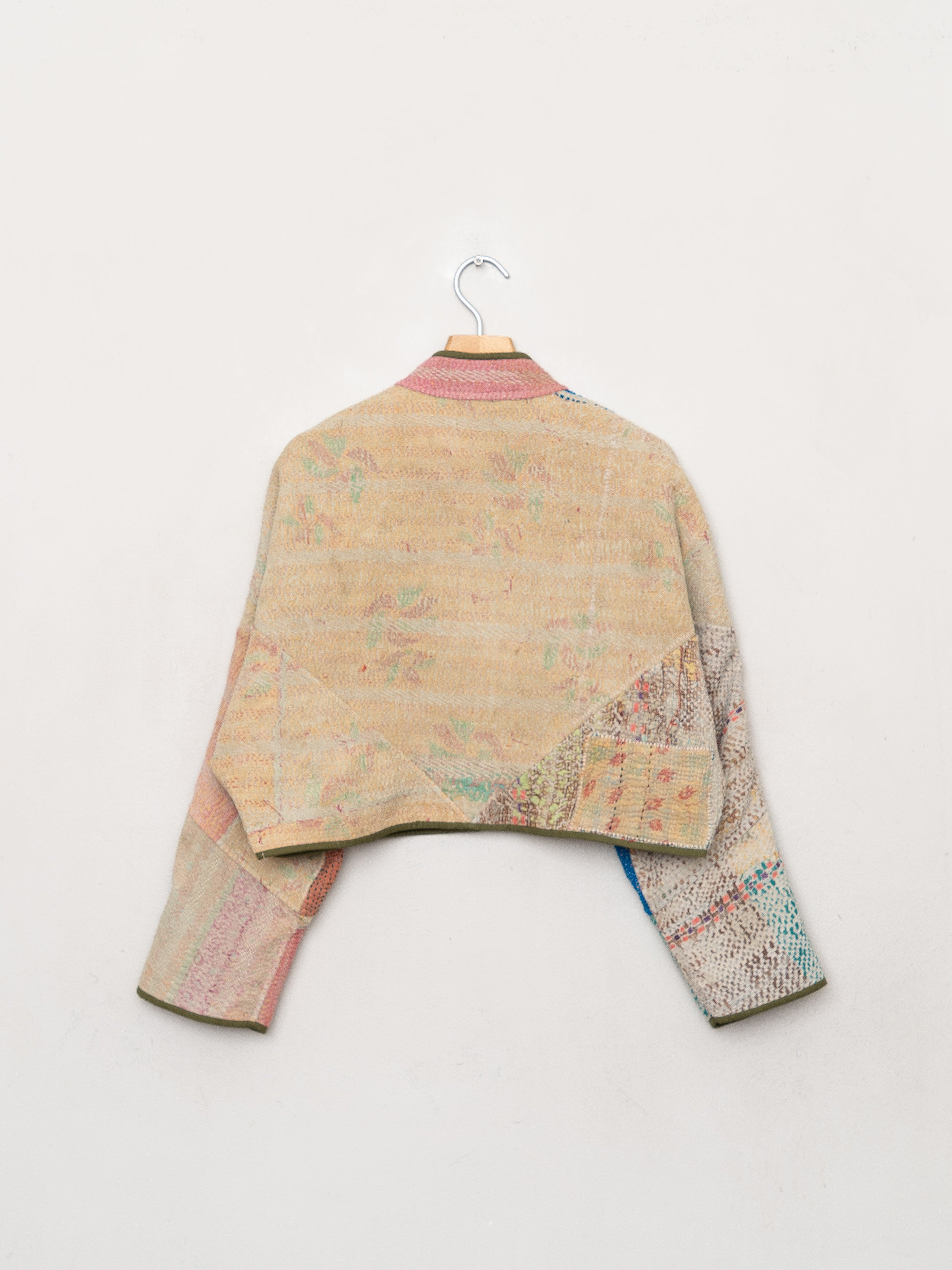 The Kaira Cropped Quilted Patchwork Kantha Jacket