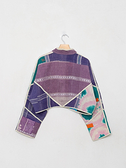The Kaira Cropped Quilted Patchwork Kantha Jacket