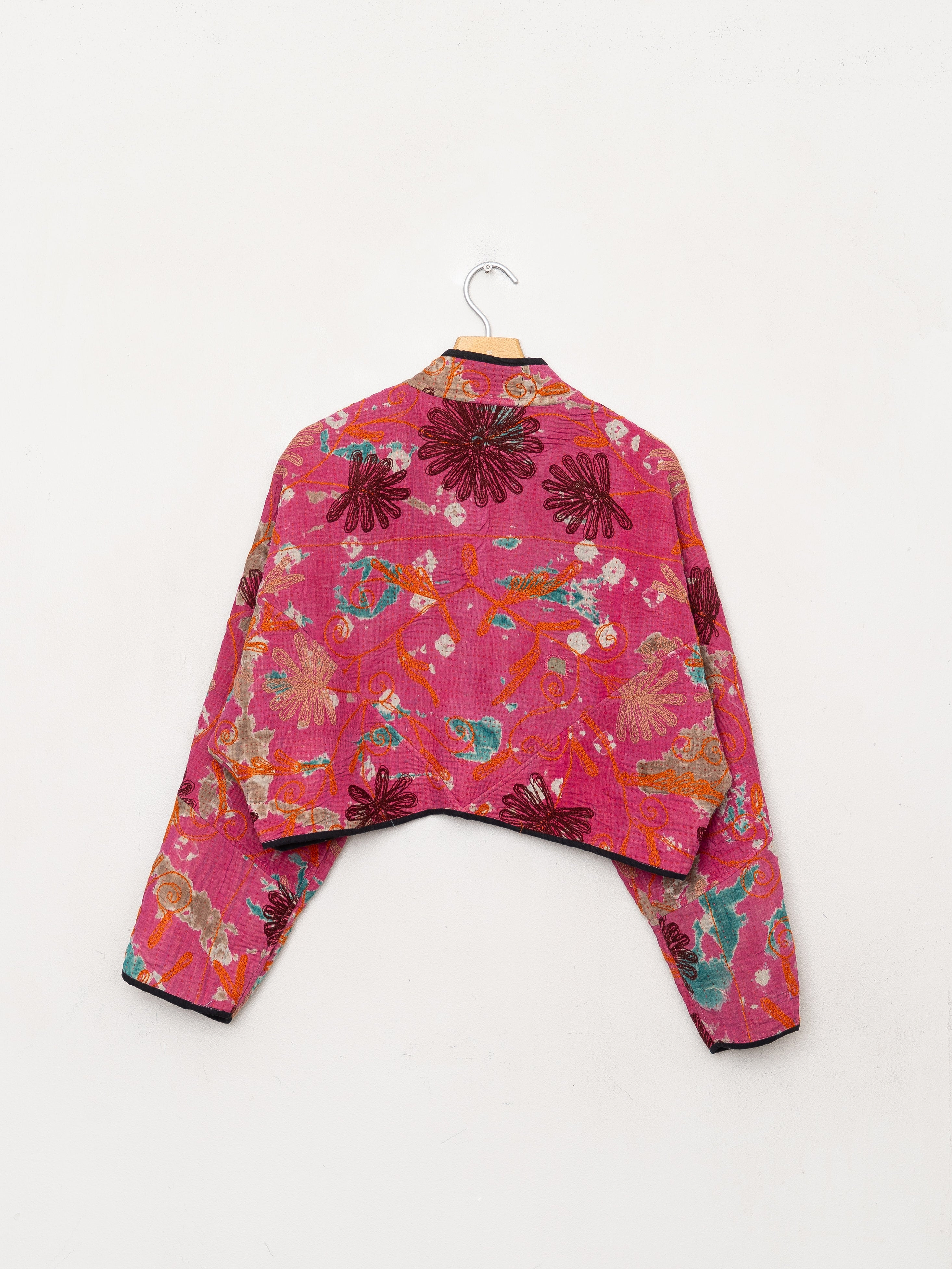 The Kaira Cropped Suzani Quilted Kantha Jacket