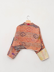 The Kaira Cropped Quilted Patchwork Kantha Jacket