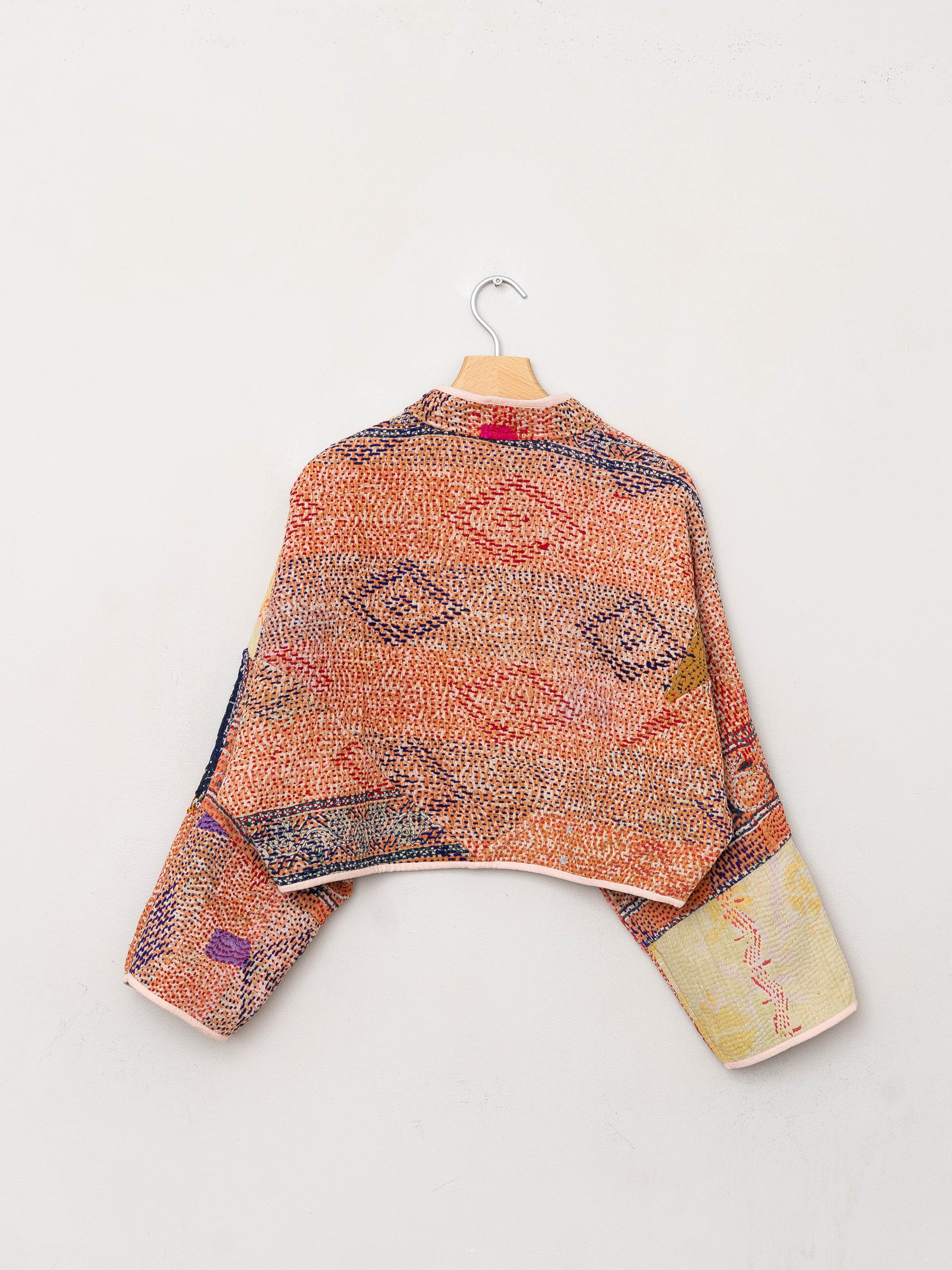 The Kaira Cropped Quilted Patchwork Kantha Jacket