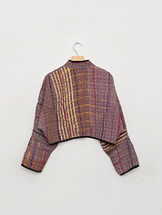 The Kaira Cropped Quilted Indigo Kantha Jacket