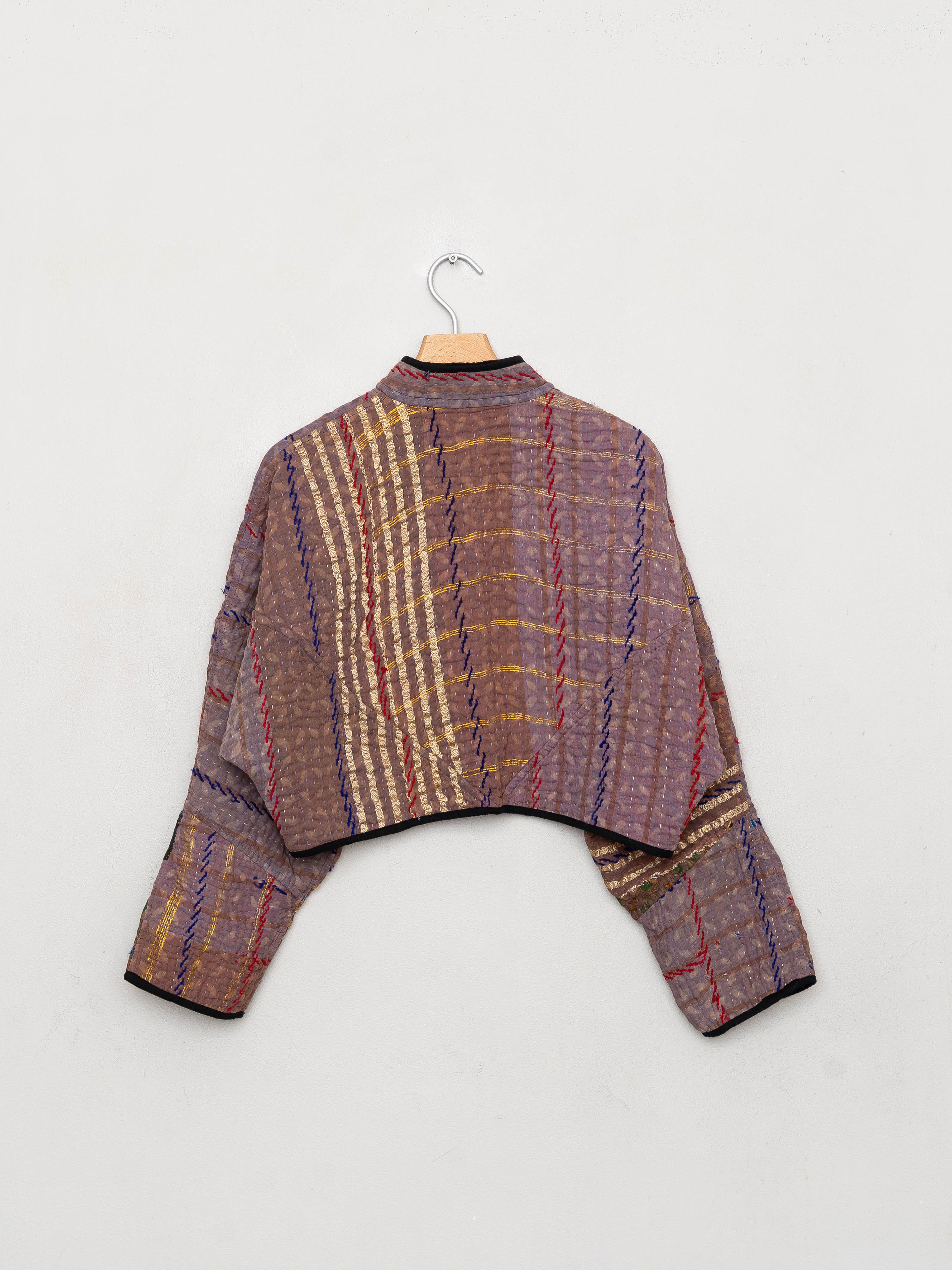 The Kaira Cropped Quilted Indigo Kantha Jacket
