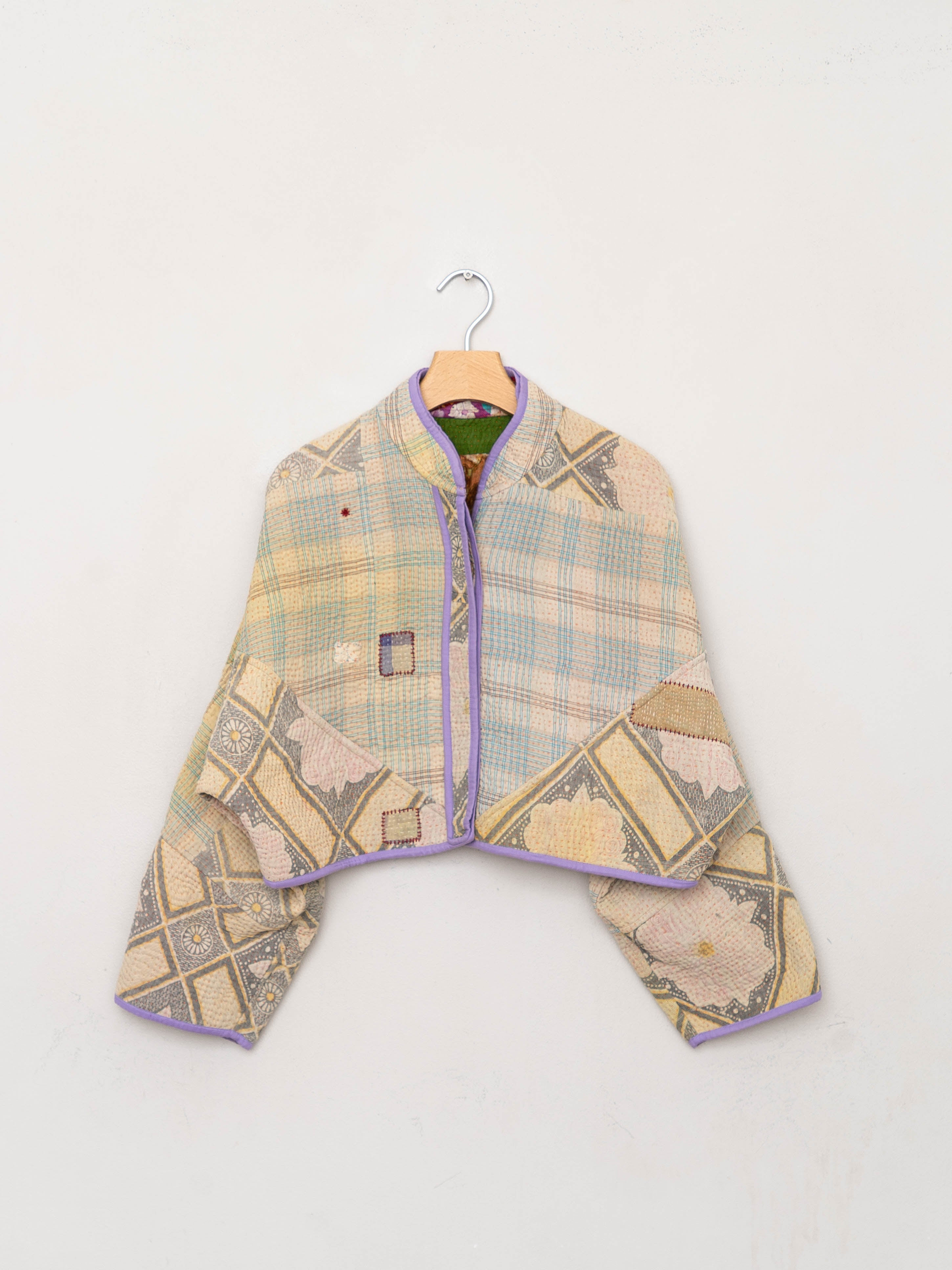The Kaira Cropped Quilted Patchwork Kantha Jacket