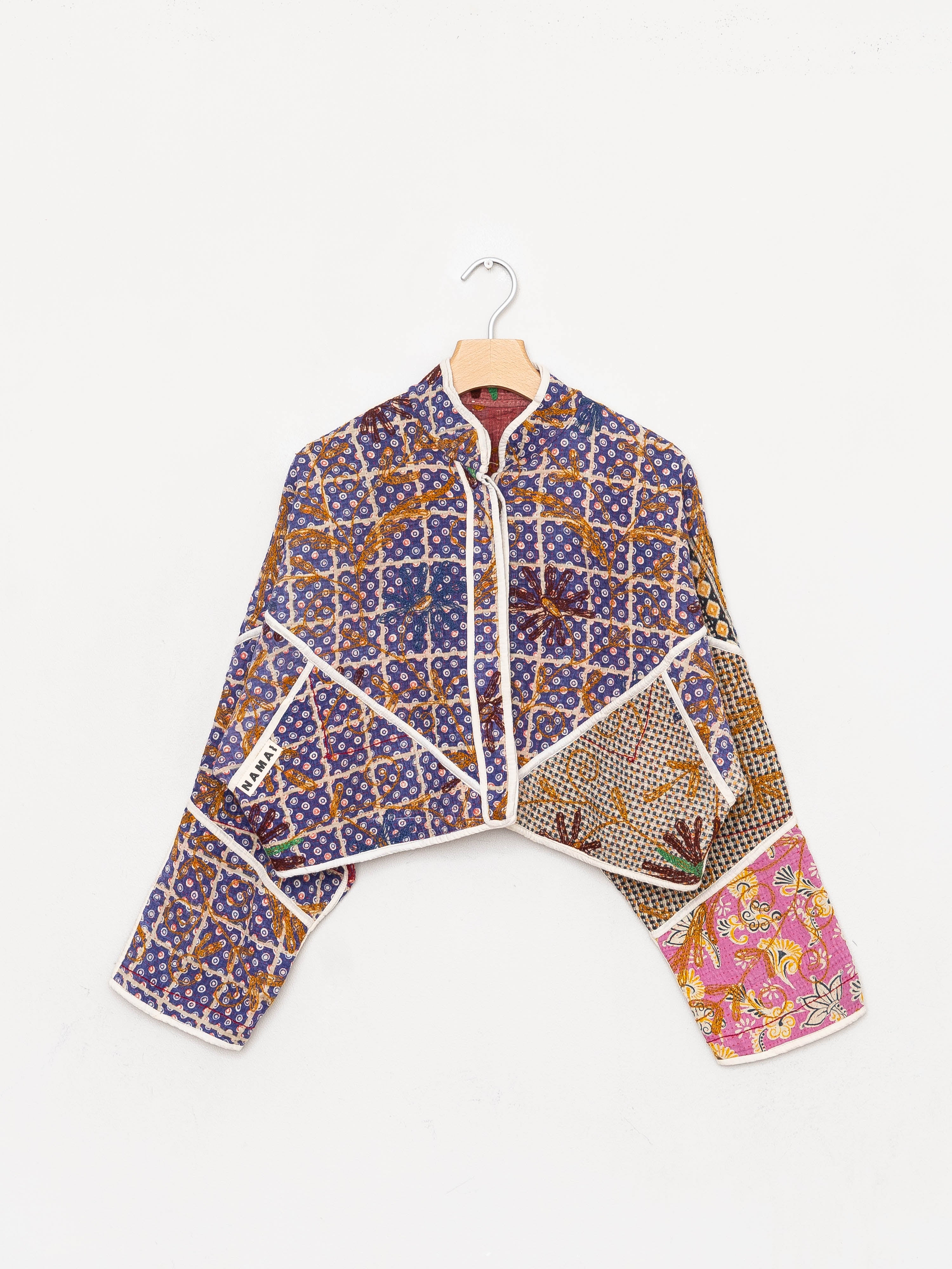The Kaira Cropped Suzani Quilted Kantha Jacket