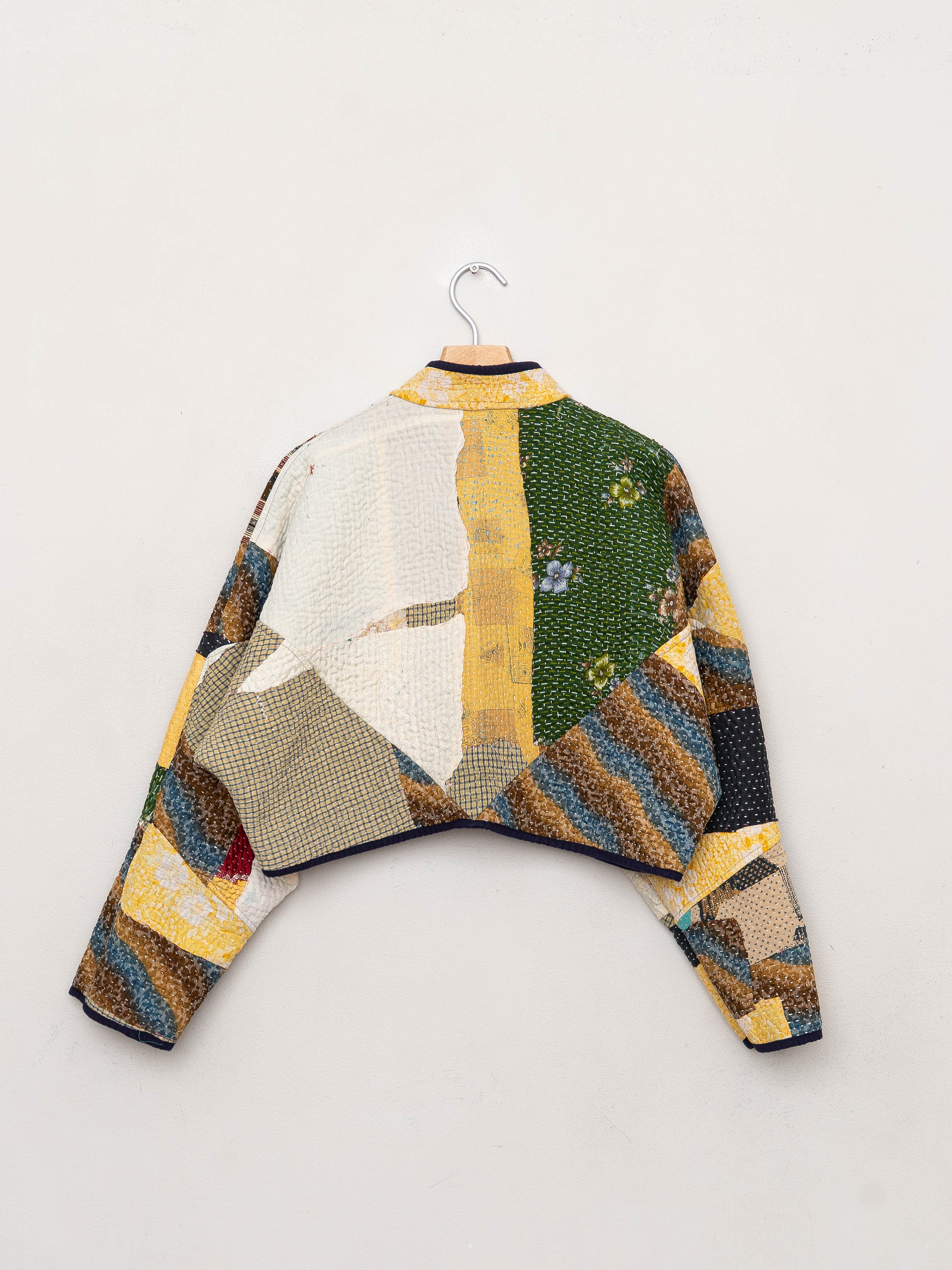The Kaira Cropped Quilted Patchwork Kantha Jacket