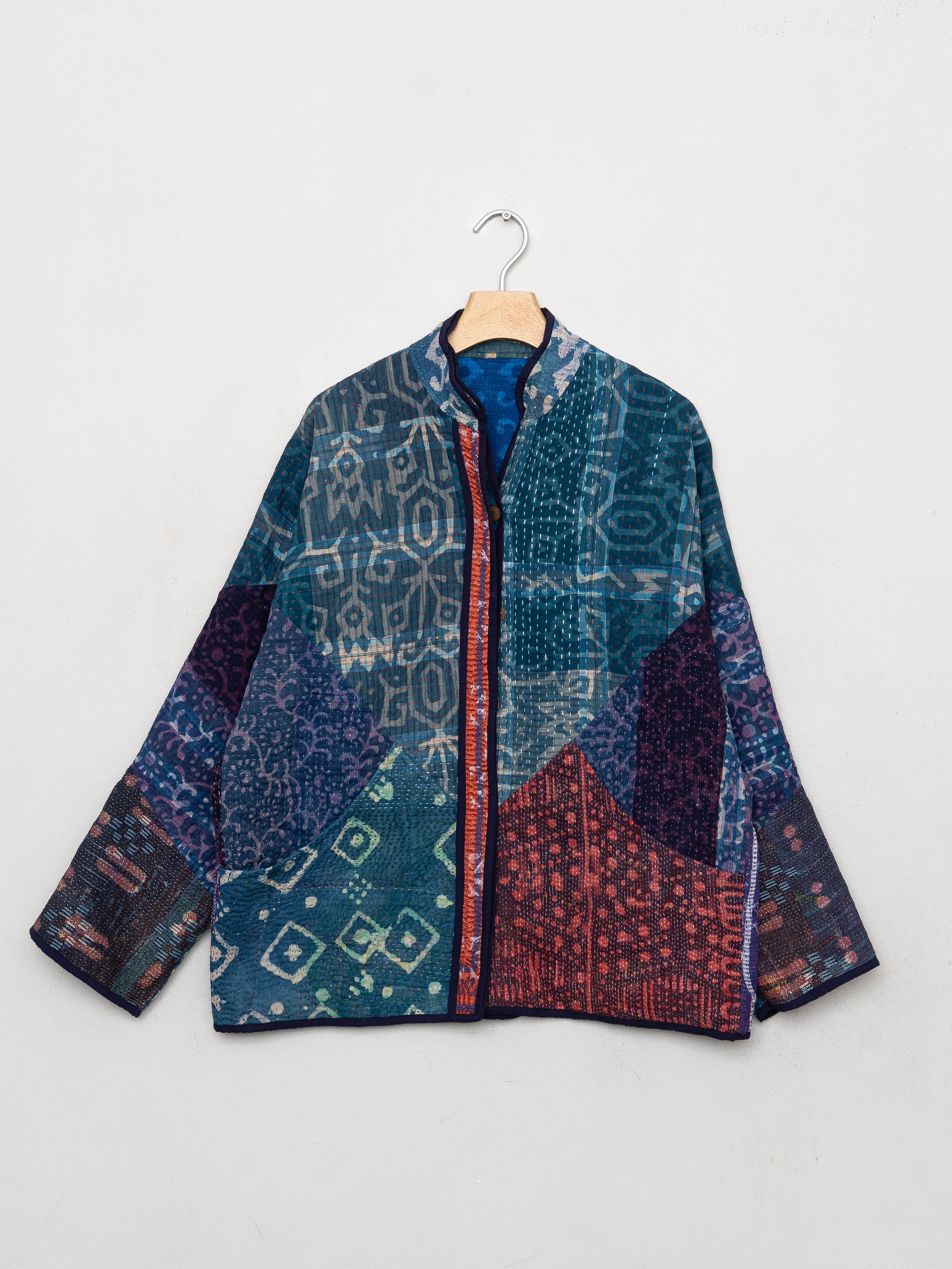 The Ladhiya Quilted Indigo Kantha Jacket