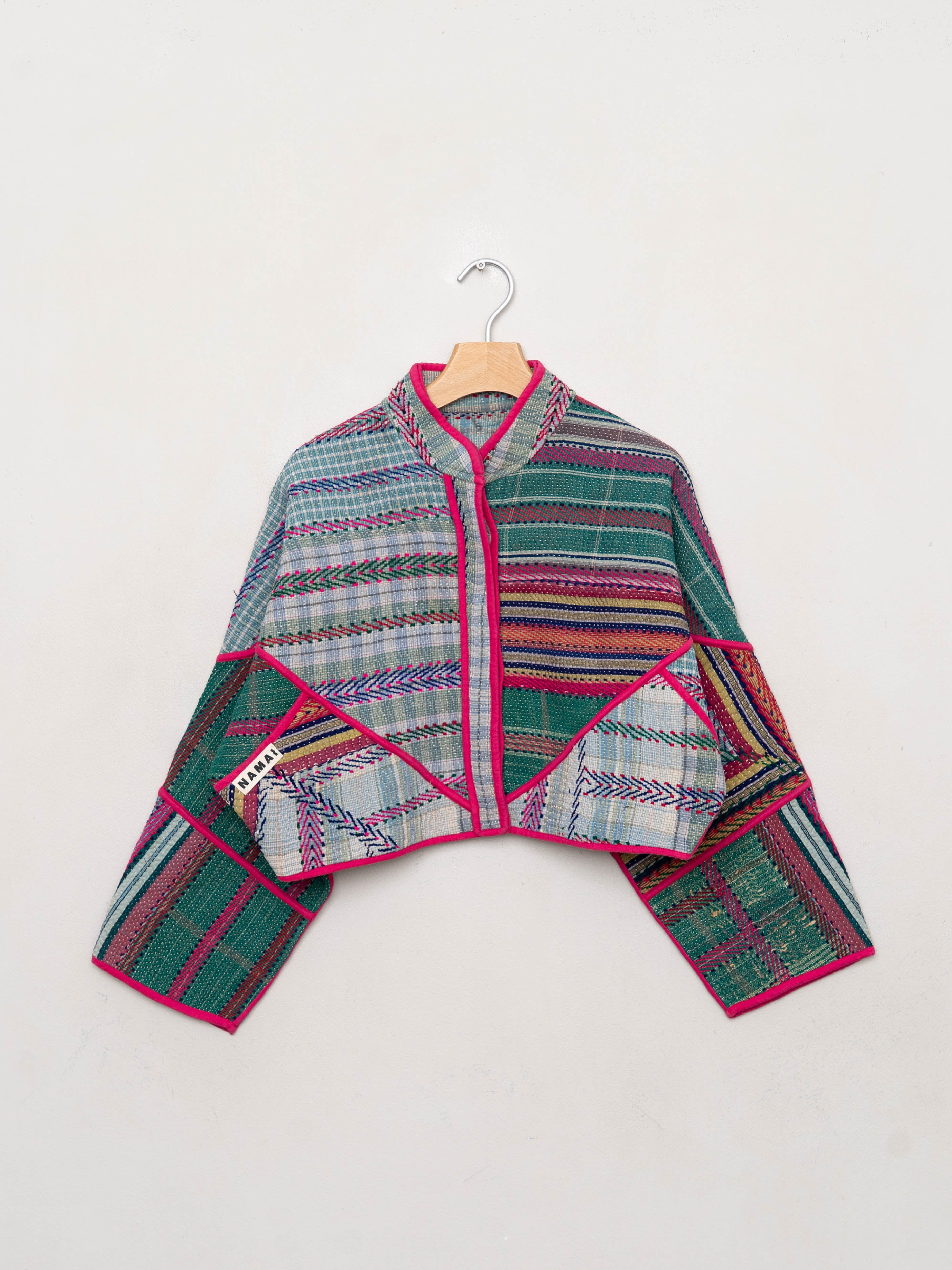 The Kaira Cropped Quilted Patchwork Kantha Jacket