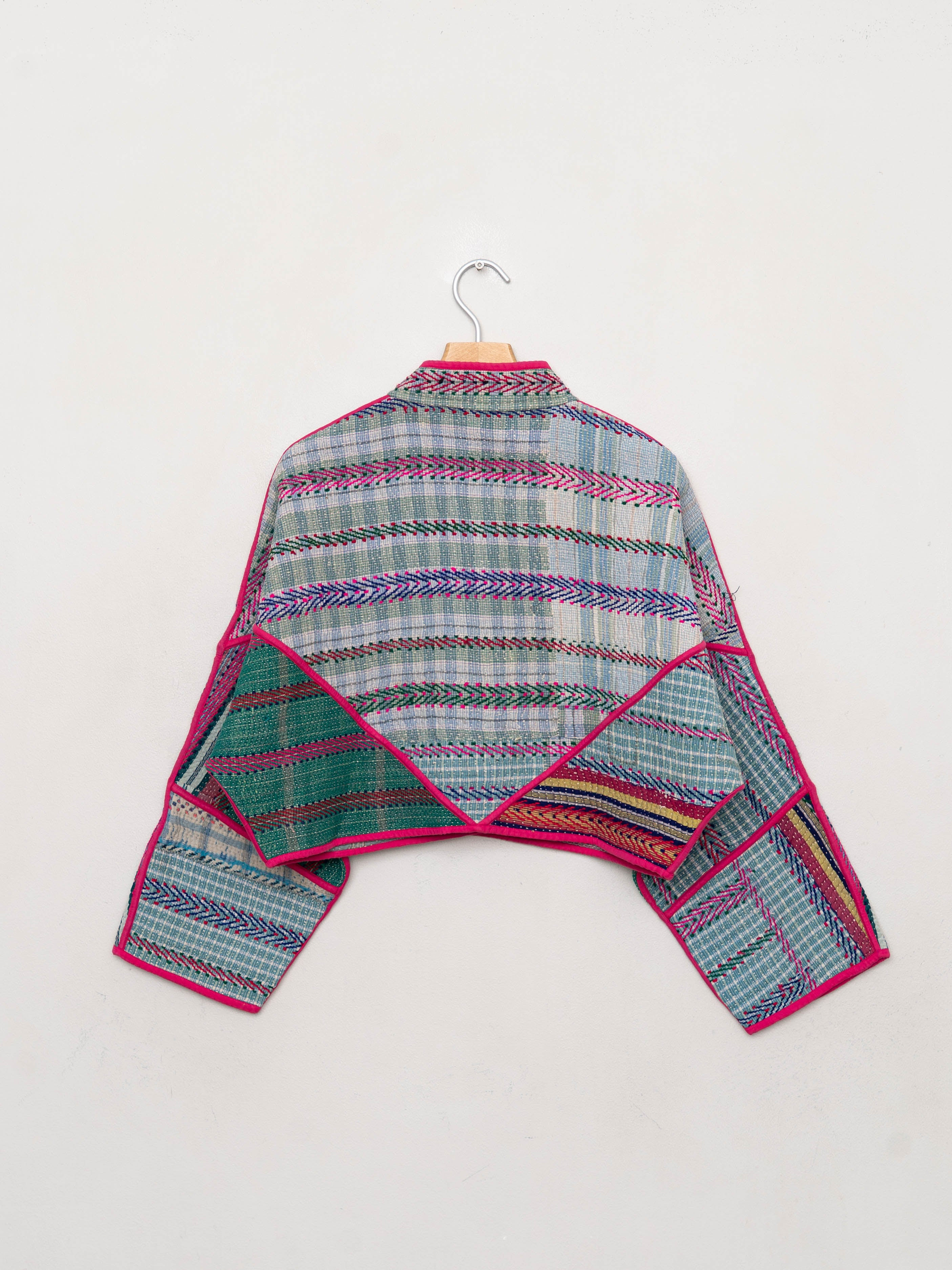 The Kaira Cropped Quilted Patchwork Kantha Jacket