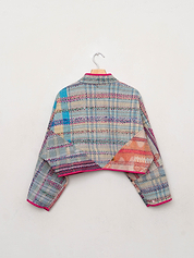 The Kaira Cropped Quilted Patchwork Kantha Jacket