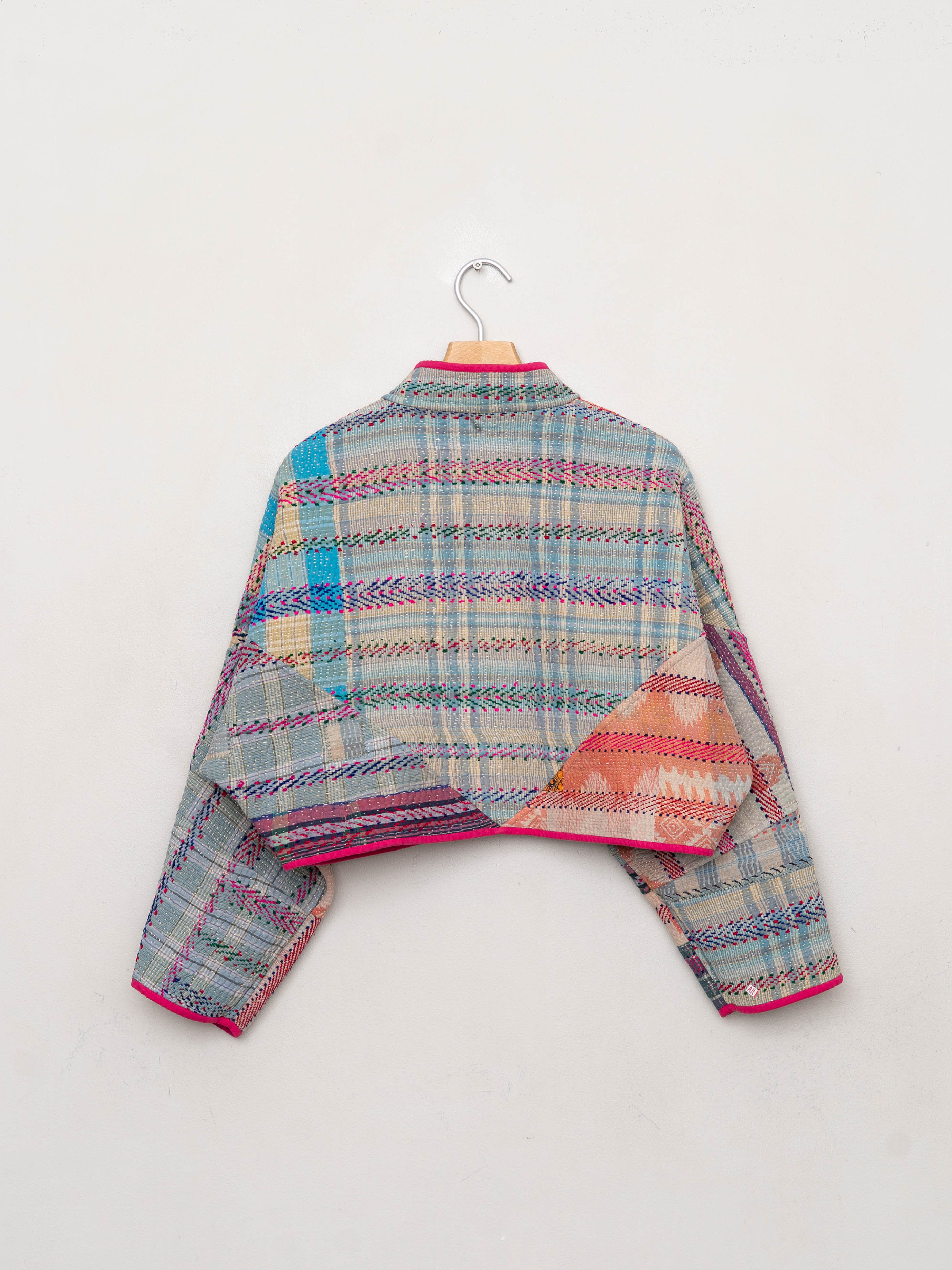 The Kaira Cropped Quilted Patchwork Kantha Jacket