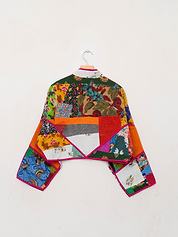 The Kaira Cropped Quilted Patchwork Kantha Jacket