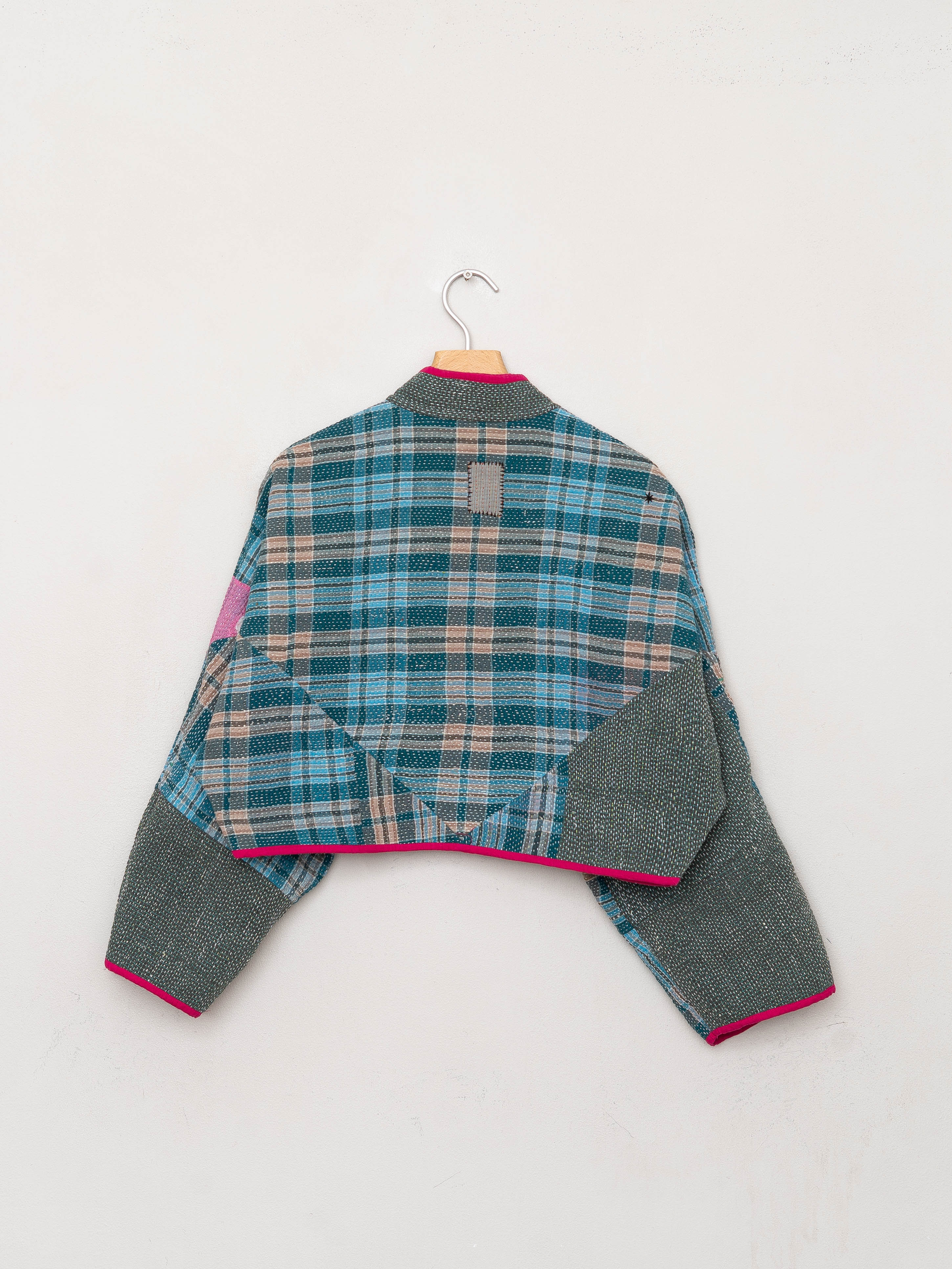 The Kaira Cropped Quilted Patchwork Kantha Jacket