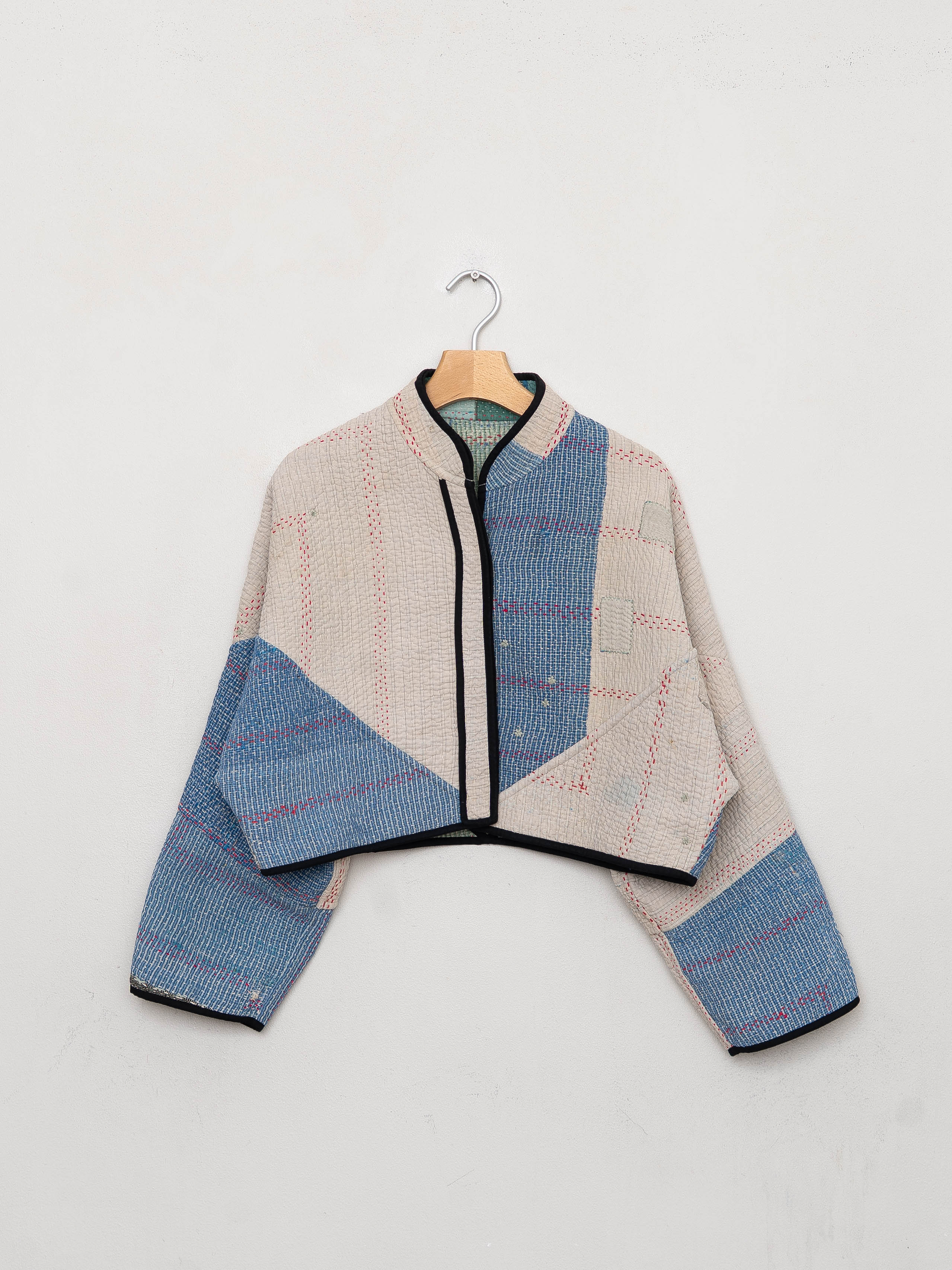 The Kaira Cropped Quilted Patchwork Kantha Jacket