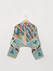 The Kaira Cropped Suzani Quilted Kantha Jacket