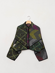 The Kaira Cropped Quilted Patchwork Kantha Jacket