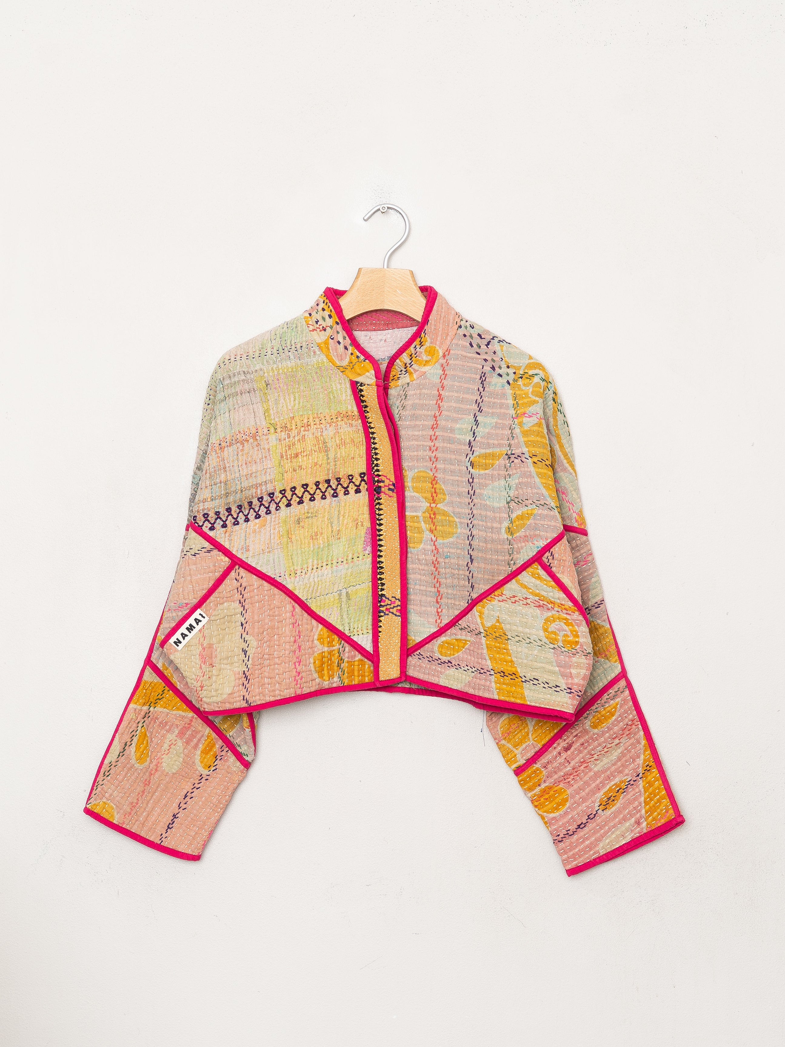 The Kaira Cropped Quilted Patchwork Kantha Jacket
