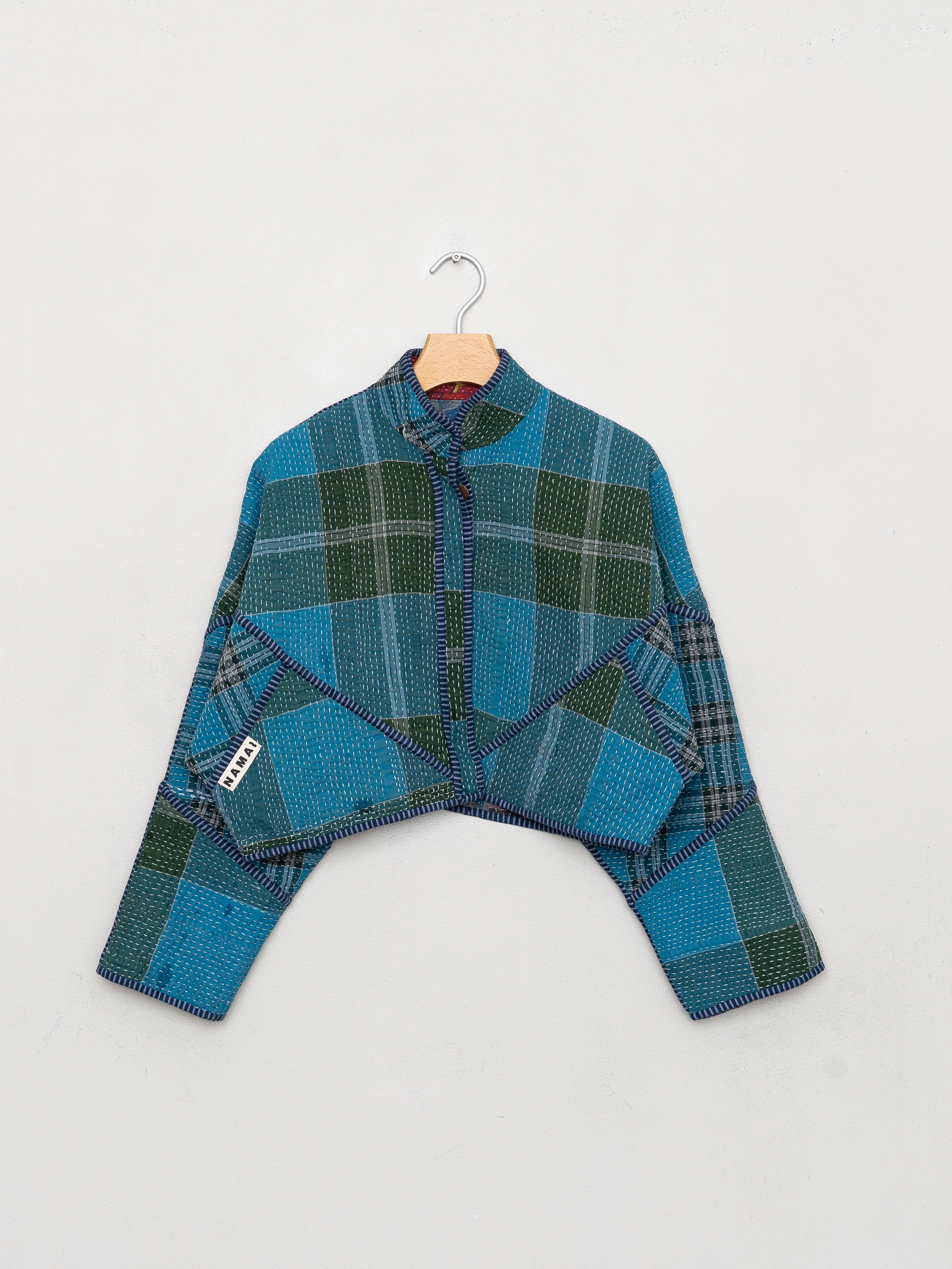 The Kaira Cropped Quilted Patchwork Kantha Jacket