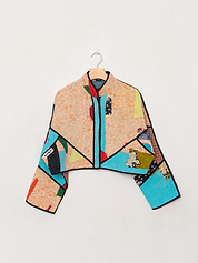 The Kaira Cropped Quilted Patchwork Kantha Jacket