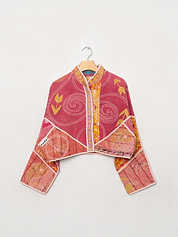 The Kaira Cropped Suzani Quilted Kantha Jacket