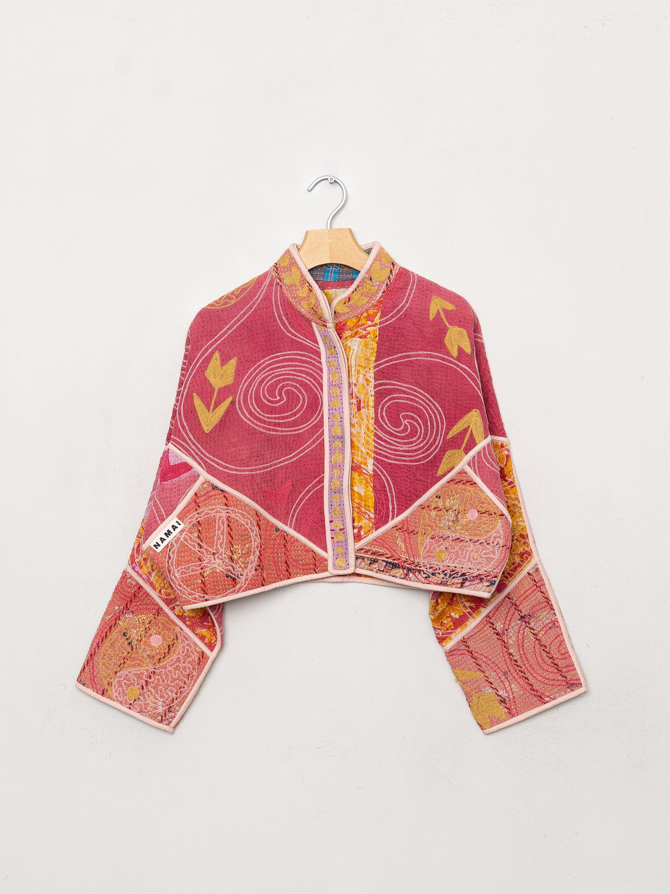 The Kaira Cropped Suzani Quilted Kantha Jacket