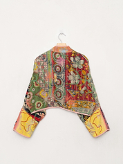 The Kaira Cropped Suzani Quilted Kantha Jacket