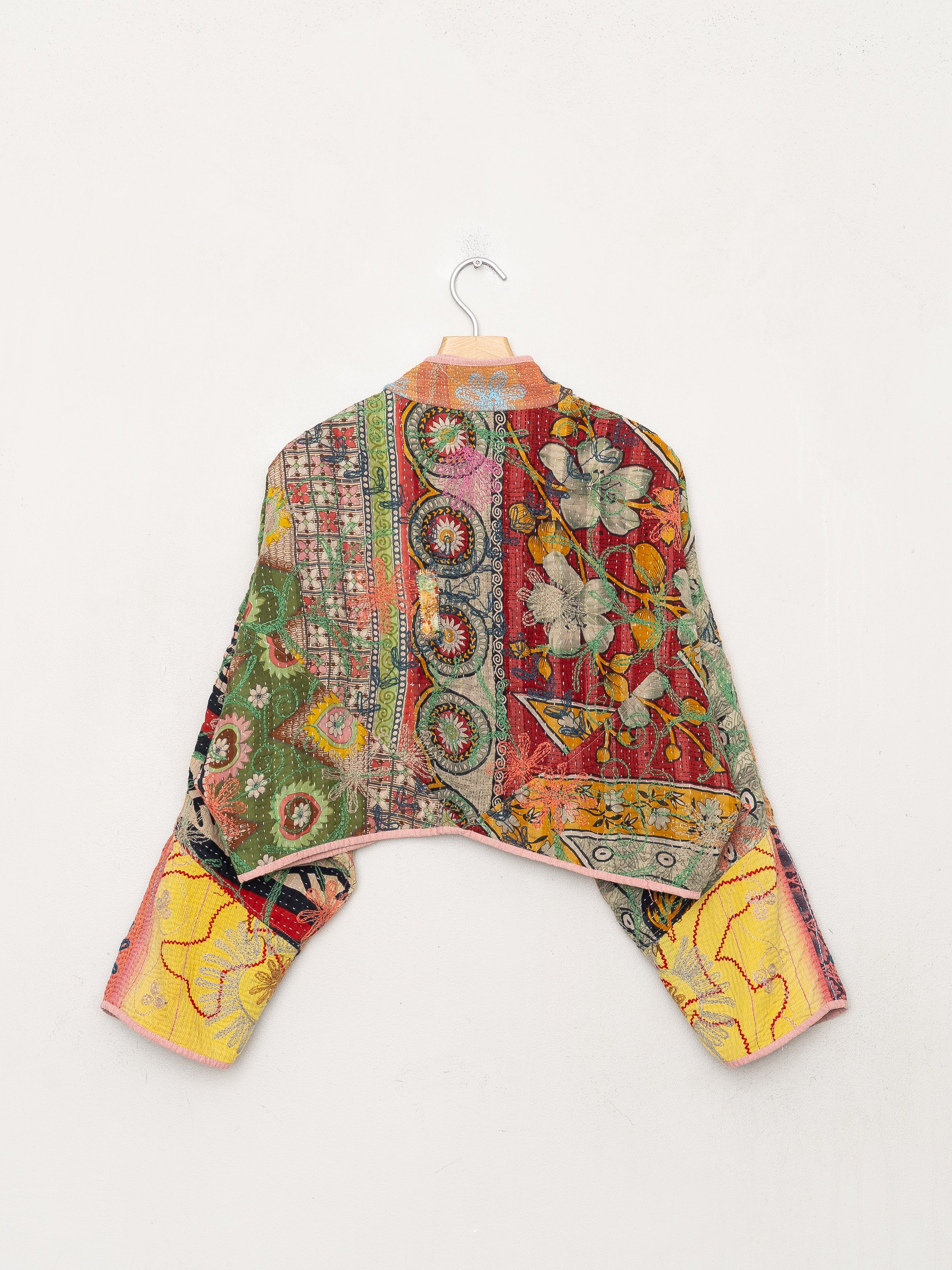 The Kaira Cropped Suzani Quilted Kantha Jacket