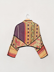 The Kaira Cropped Quilted Patchwork Kantha Jacket