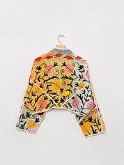 The Kaira Cropped Suzani Quilted Kantha Jacket