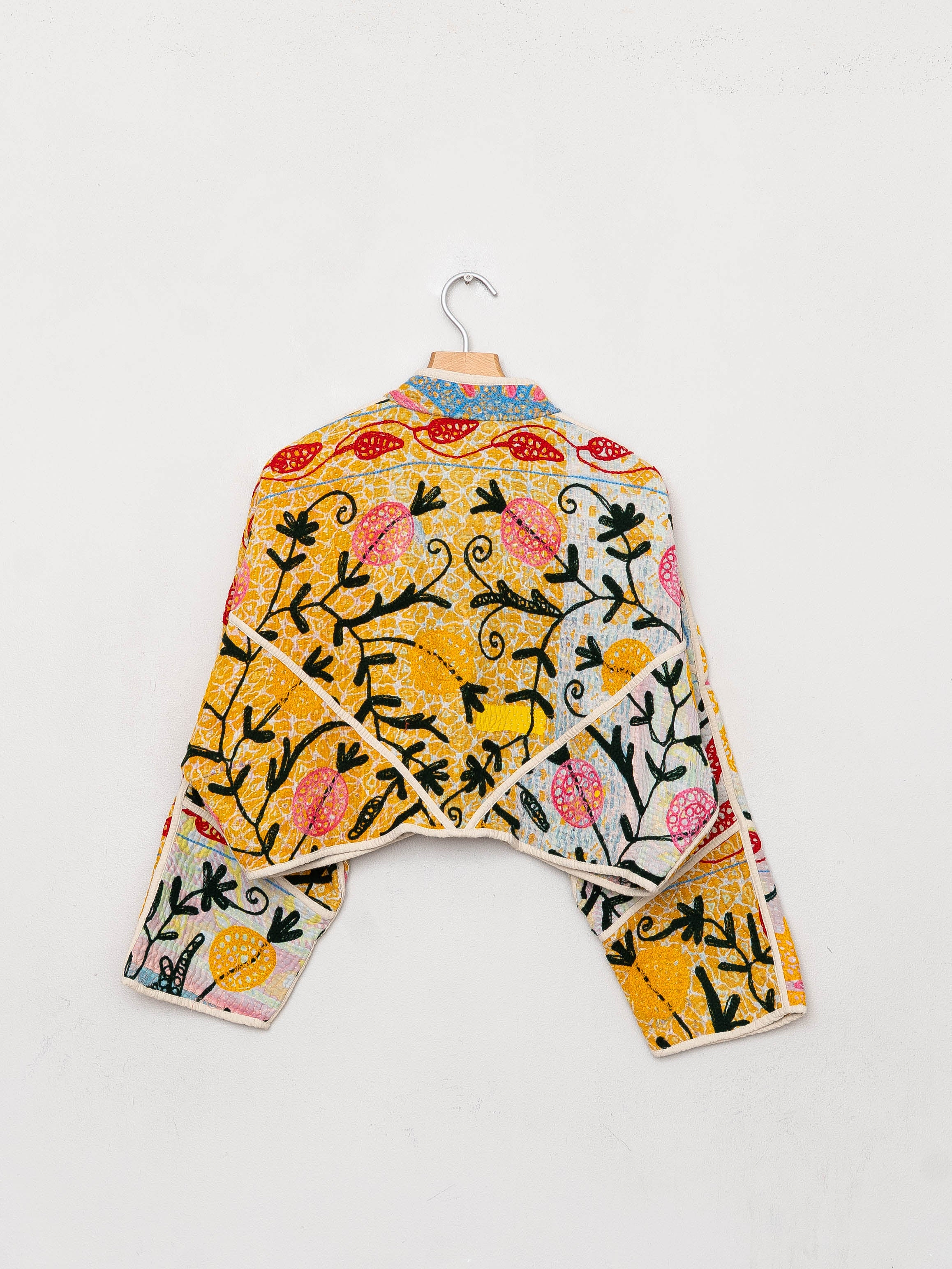 The Kaira Cropped Suzani Quilted Kantha Jacket