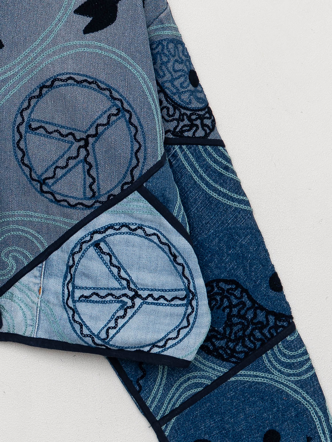 The Kaira Cropped Denim Suzani Jacket - Medium