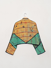 The Kaira Cropped Quilted Patchwork Kantha Jacket