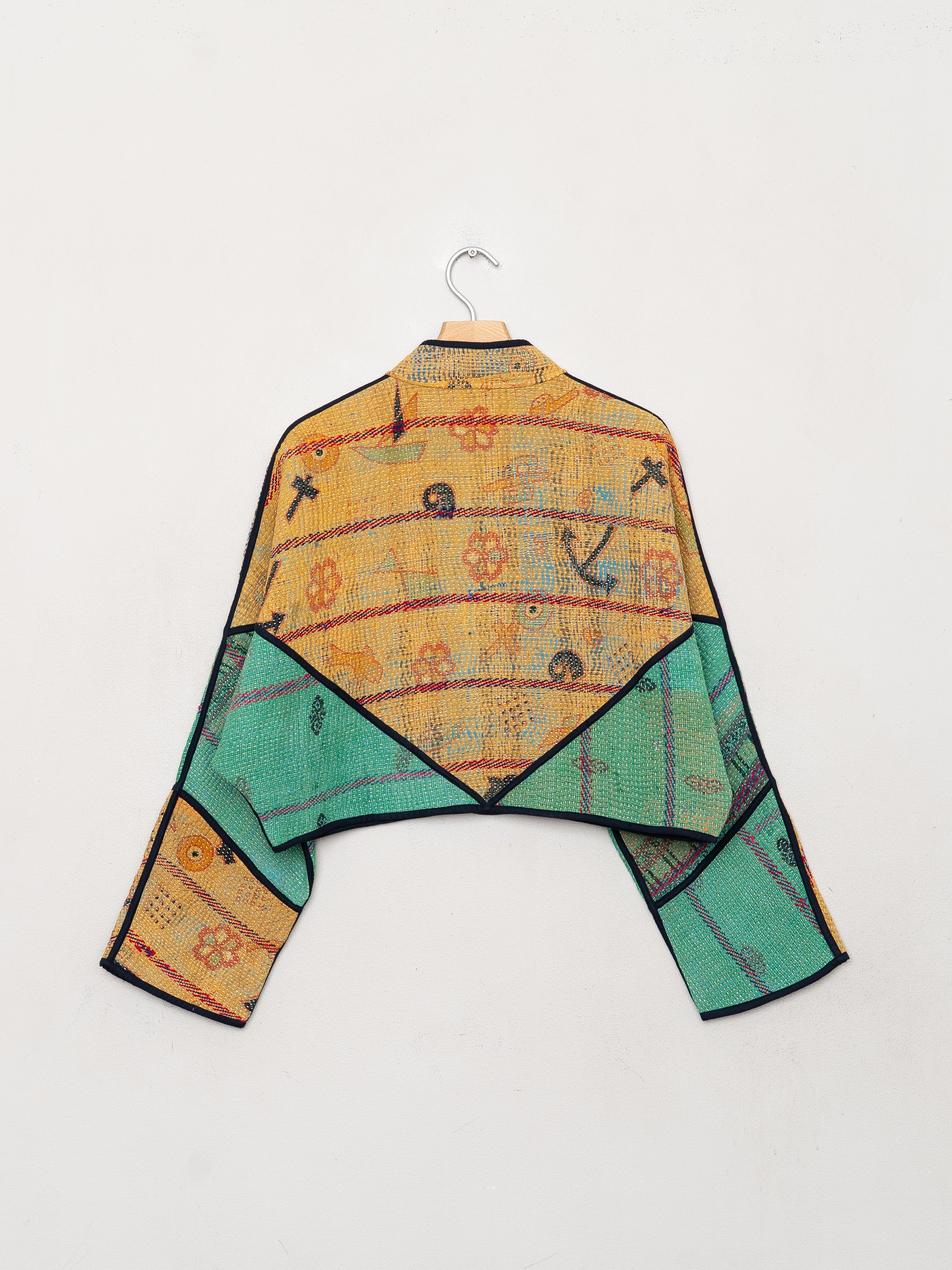 The Kaira Cropped Quilted Patchwork Kantha Jacket