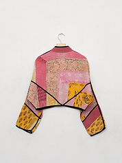 The Kaira Cropped Quilted Patchwork Kantha Jacket