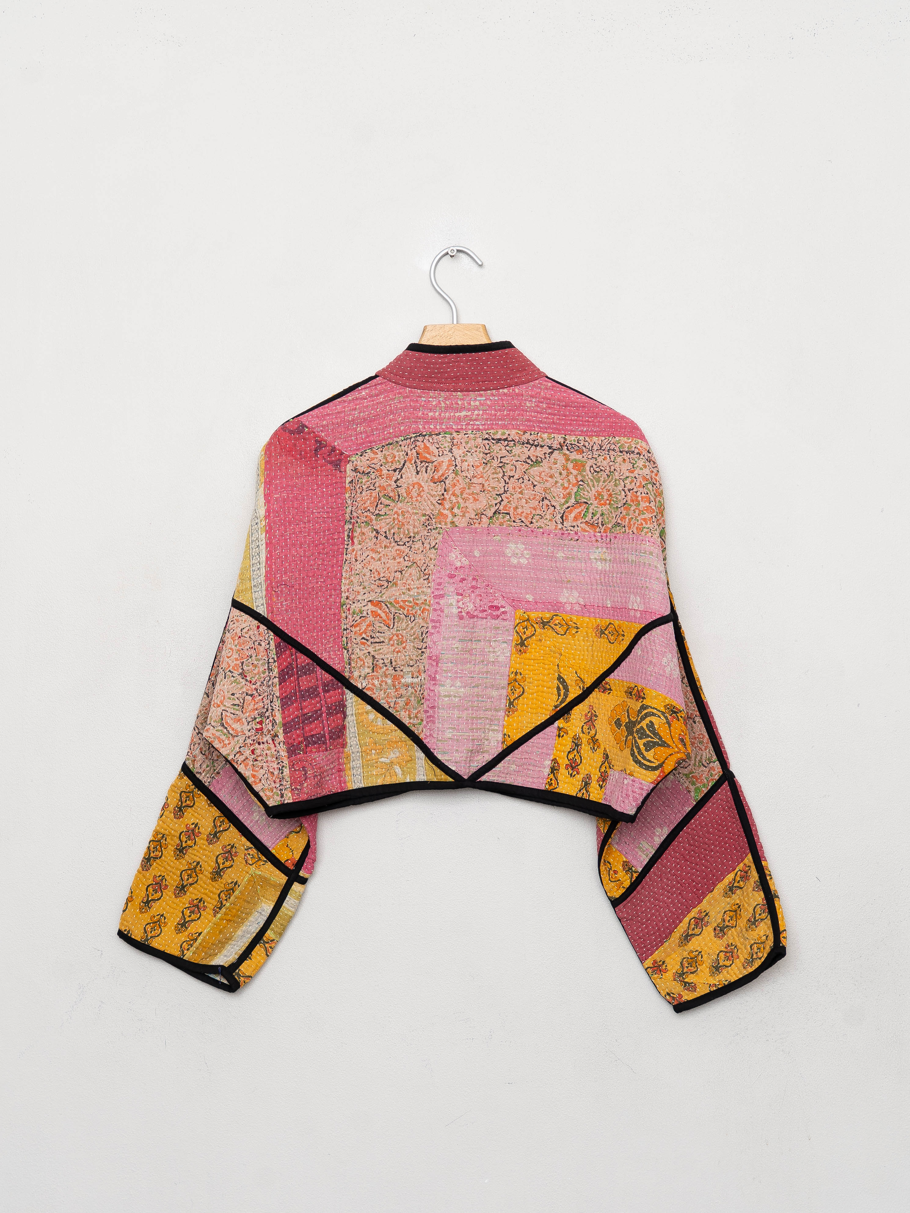 The Kaira Cropped Quilted Patchwork Kantha Jacket