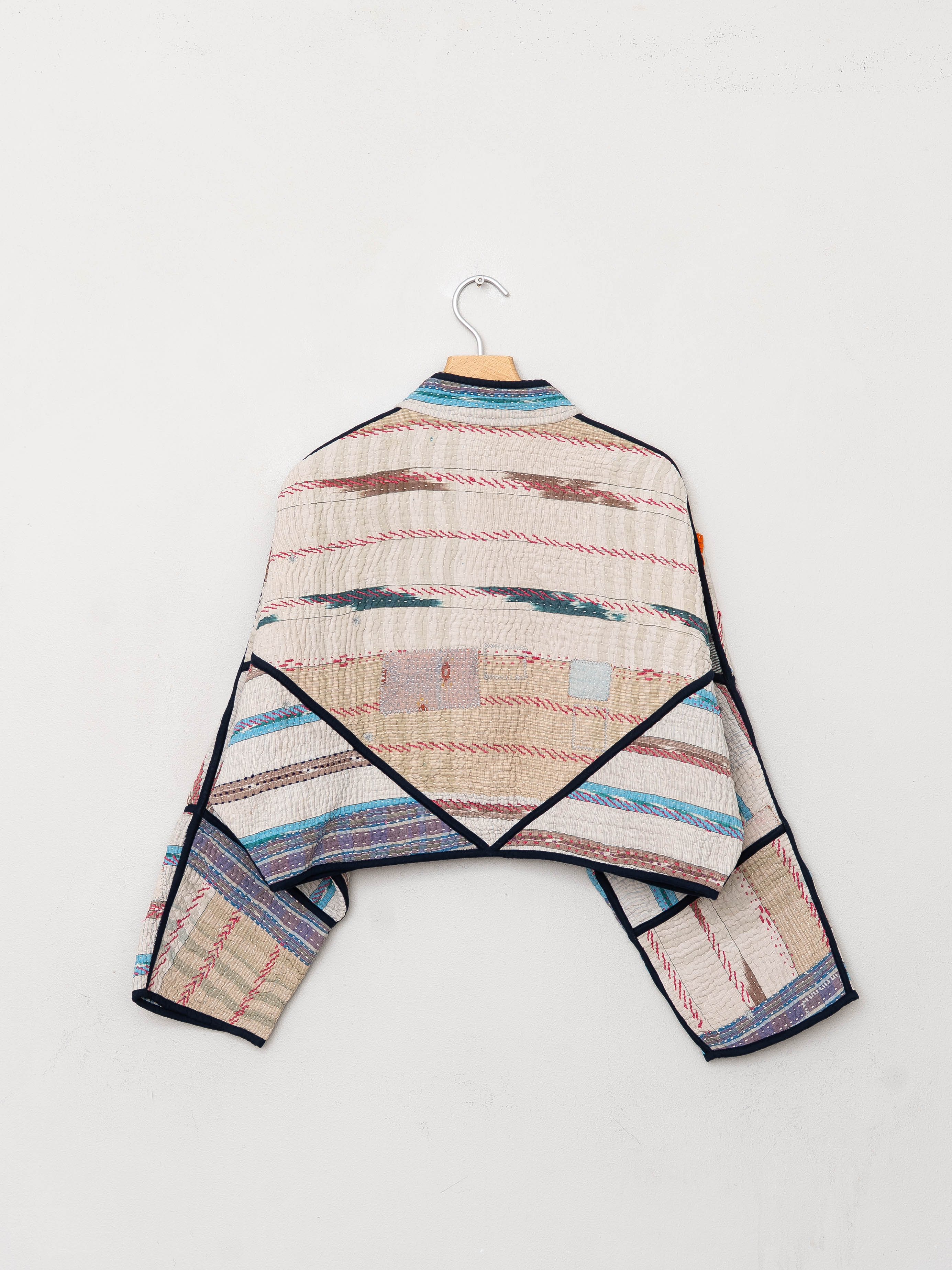 The Kaira Cropped Quilted Patchwork Kantha Jacket