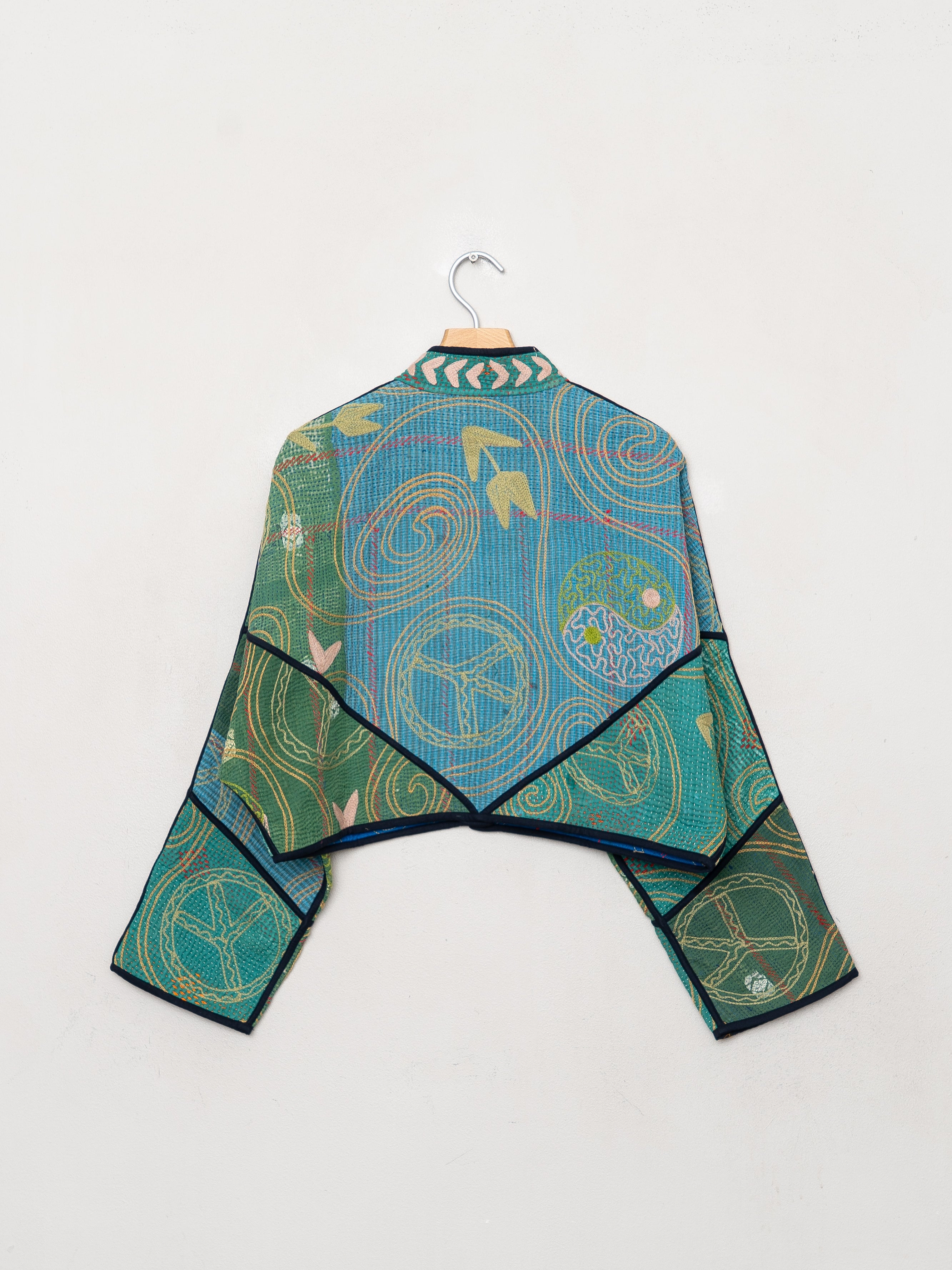 The Kaira Cropped Suzani Quilted Kantha Jacket