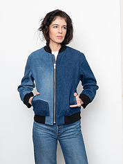 The Veda Denim Bomber Jacket - Small
