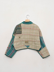 The Kaira Cropped Quilted Patchwork Kantha Jacket