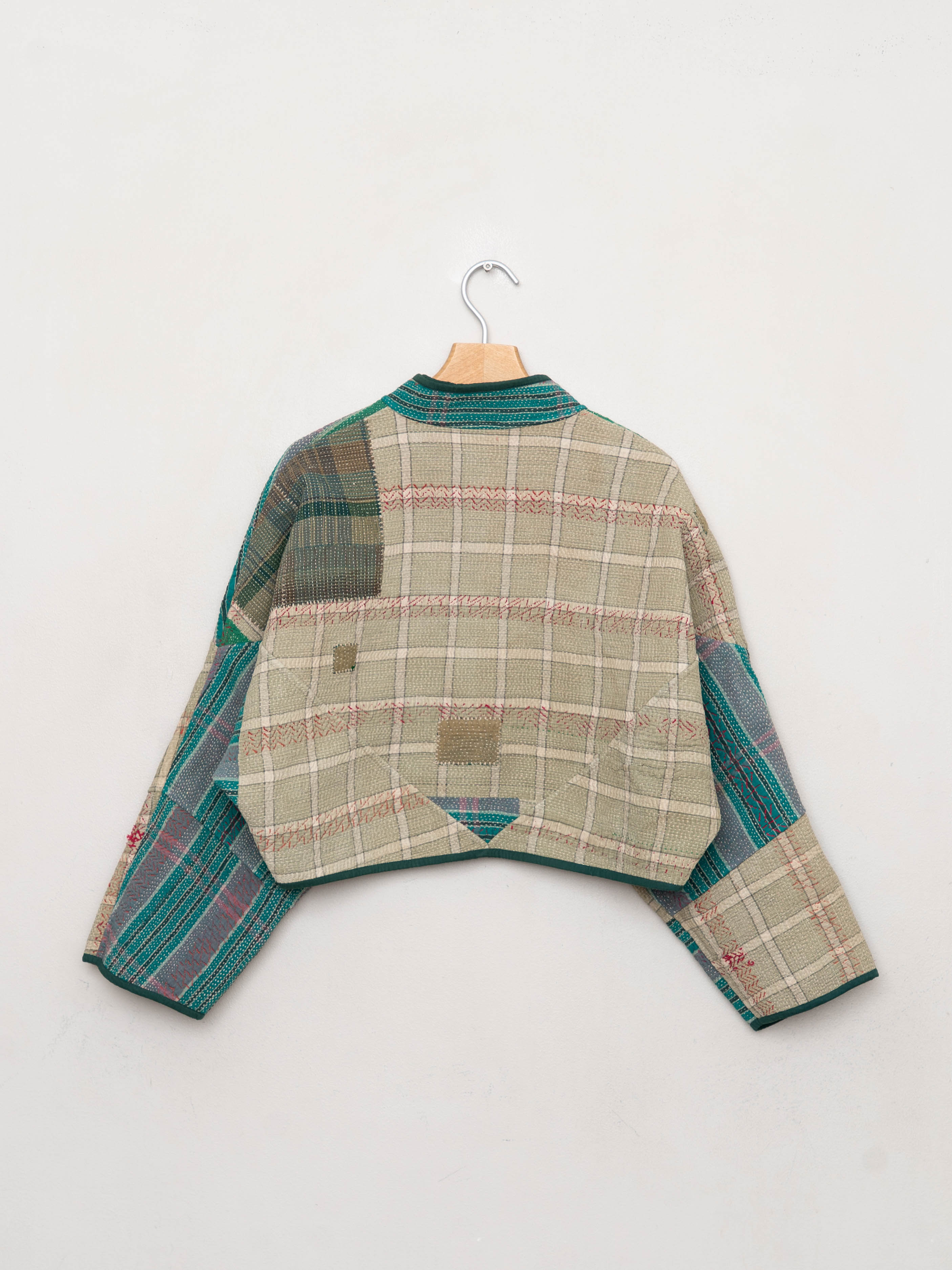 The Kaira Cropped Quilted Patchwork Kantha Jacket